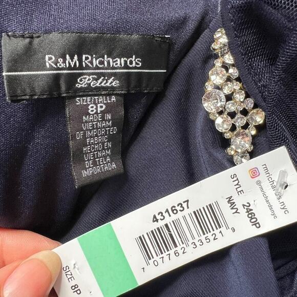 NWT RM Richards Navy Blue Jumpsuit Capelet Formal Evening Cocktail Party Onesie - Picture 5 of 8